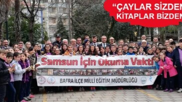 “Bafra ‘da 100. Yıl Anısına 100 Farklı Noktada 10000 Öğrenci Kitap Okudu”