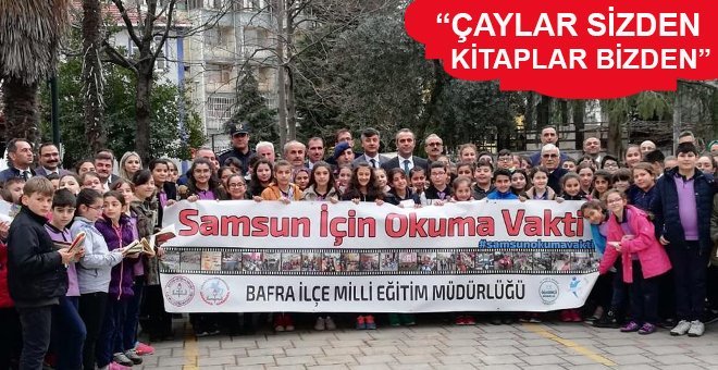 “Bafra ‘da 100. Yıl Anısına 100 Farklı Noktada 10000 Öğrenci Kitap Okudu”