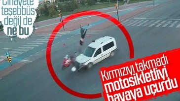 Kırmızı ışıkta hızlı geçen sürücü dehşet saçtı