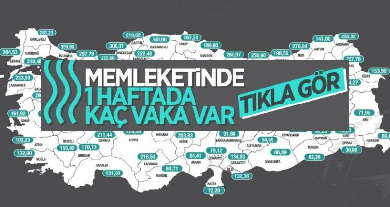Haftalık koronavirüs vaka haritası açıklandı