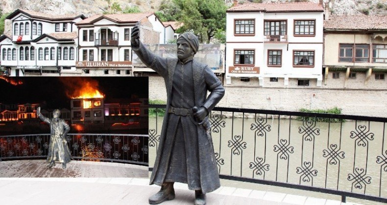 Amasya’da 150 yıllık tarihi konak kül oldu!