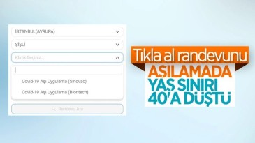 Türkiye’de 40 yaş ve üzerine aşılama başladı
