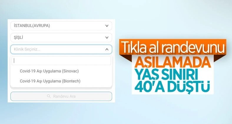 Türkiye’de 40 yaş ve üzerine aşılama başladı