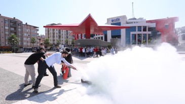 CANİK BELEDİYESİ’NDE YANGIN TATBİKATI YAPILDI