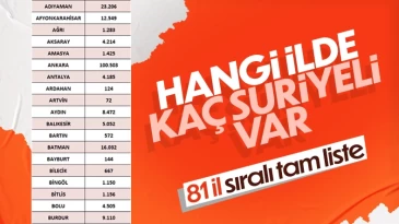 Türkiye’nin hangi ilinde kaç Suriyeli var: İşte rakamlar