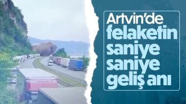 Artvin’deki heyelan felaketi kamerada