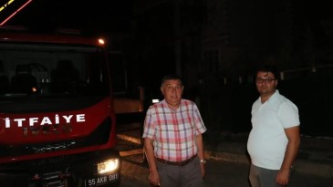 Havza’da bir binanın çatı katında çıkan yangın söndürüldü