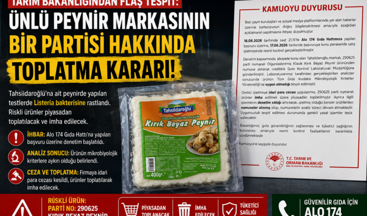 TARIM BAKANLIĞINDAN FLAŞ TESPİT: ÜNLÜ PEYNİR MARKASININ BİR PARTİSİ HAKKINDA TOPLATMA KARARI!